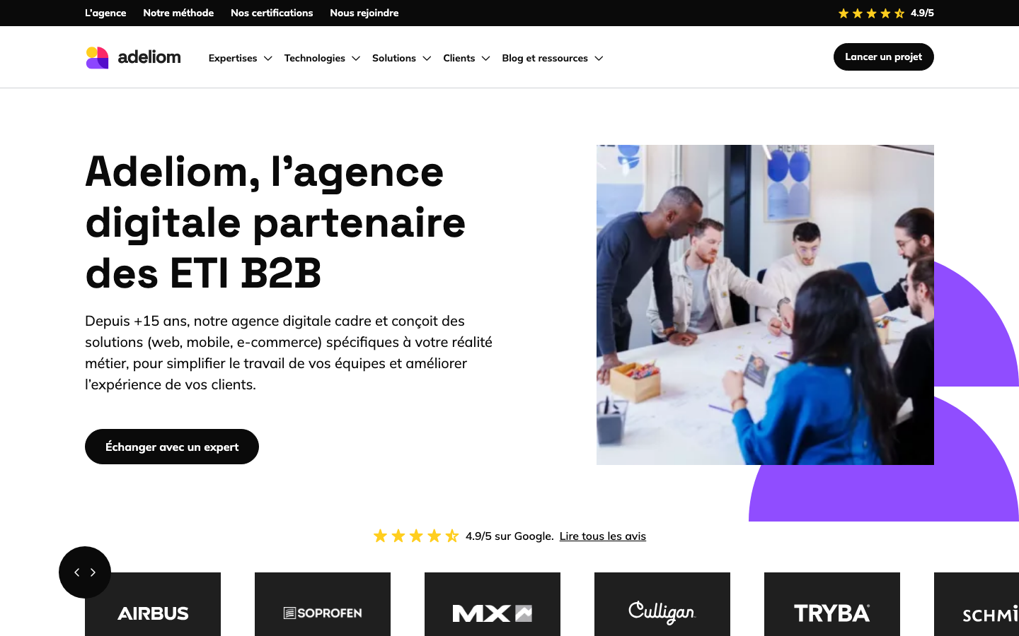 Capture du site web de Adeliom