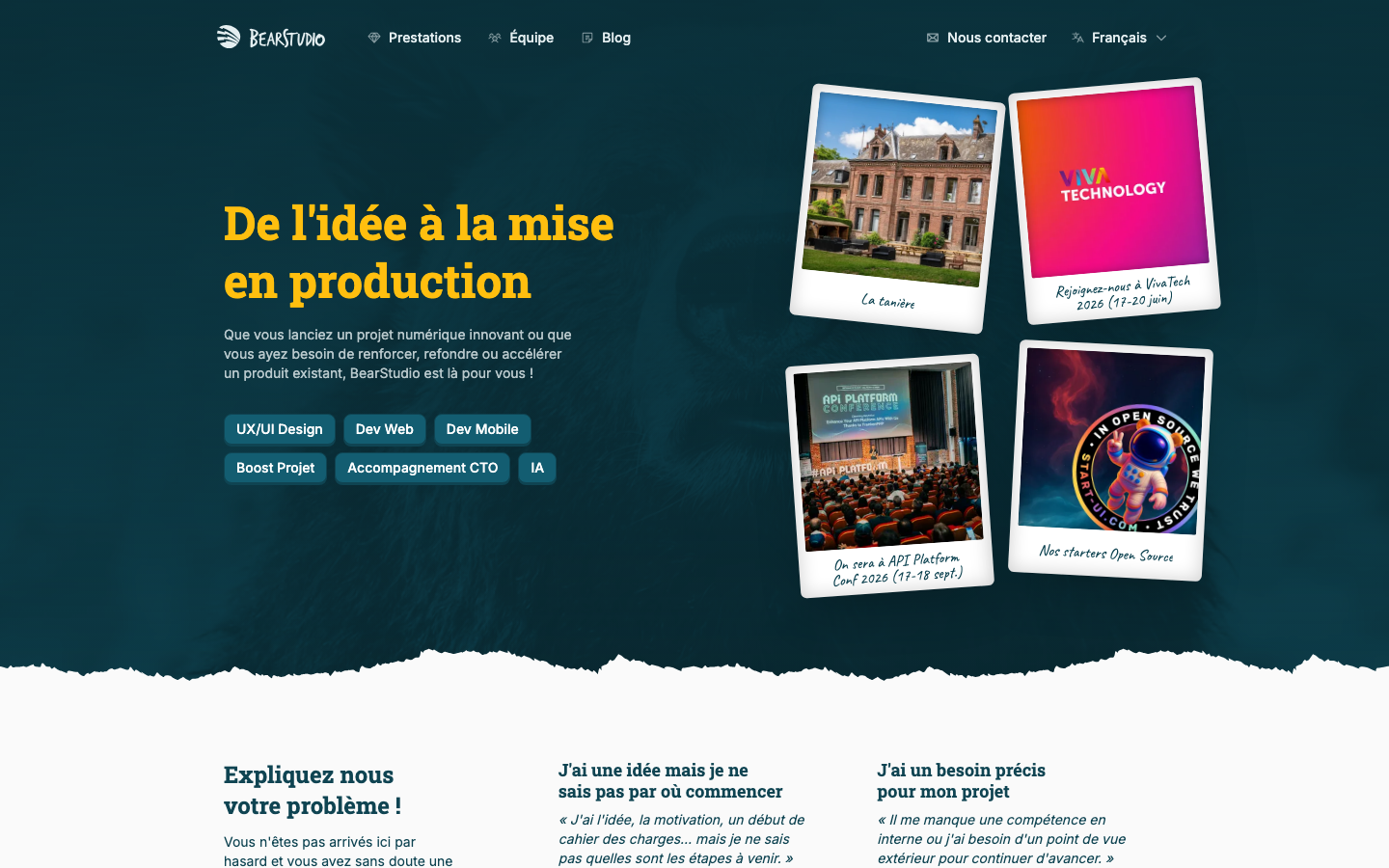 Capture du site web de BearStudio