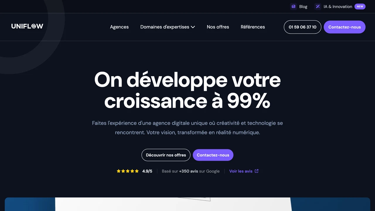Capture du site web de Uniflow Agency