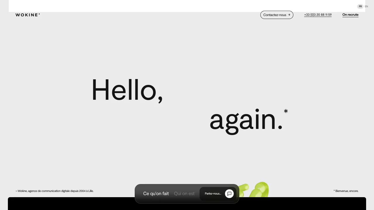 Screenshot of Wokine website